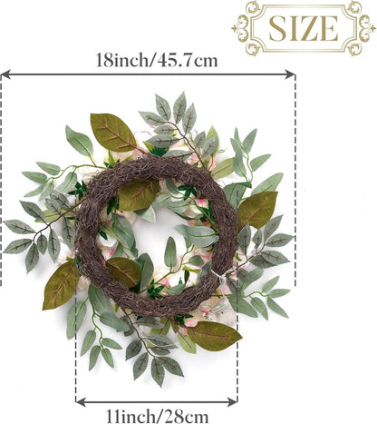 LED Frühlingskranz 45.7cm Türkranz Blumen Deko LED Licht Timer