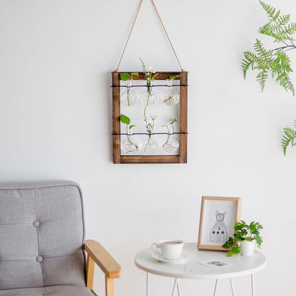 Terrarium Wandvasen Set Holzständer Glasvase Hydrokultur