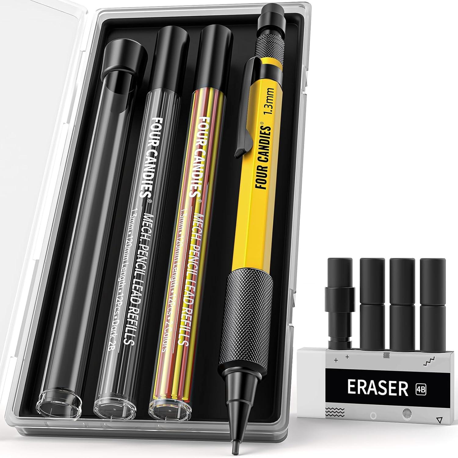 Druckbleistift Set 1,3 mm, Metall, strapazierfähig, für
