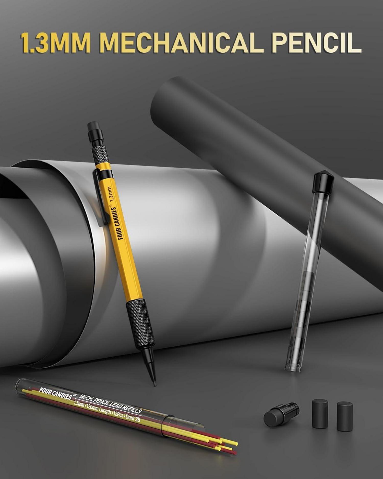 Druckbleistift Set mit Etui, Metall, strapazierfähig, 24 Nachfüllminen