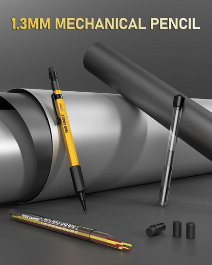 Druckbleistift Set mit Etui, Metall, strapazierfähig, 24 Nachfüllminen