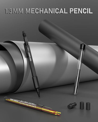 Druckbleistift Set 1,3mm Metall Tischlerbleistift Nachfüllminen Radiergummi