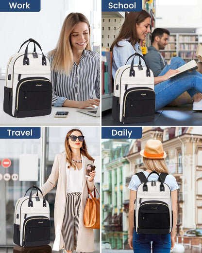 Damen Laptop Rucksack 15.6 Zoll USB-Ladeanschluss wasserdicht