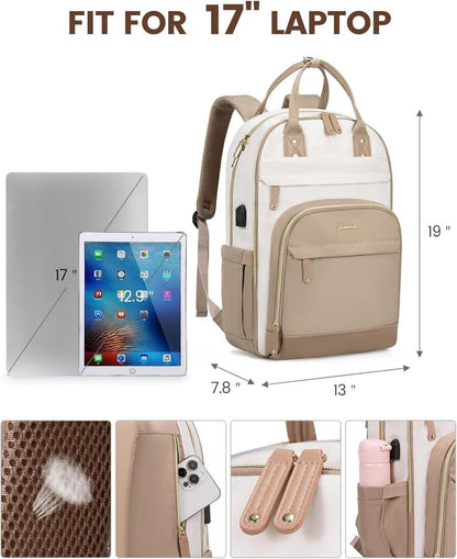 Rucksack Damen 17 Zoll Laptopfach Wasserdicht Backpack Schwarz