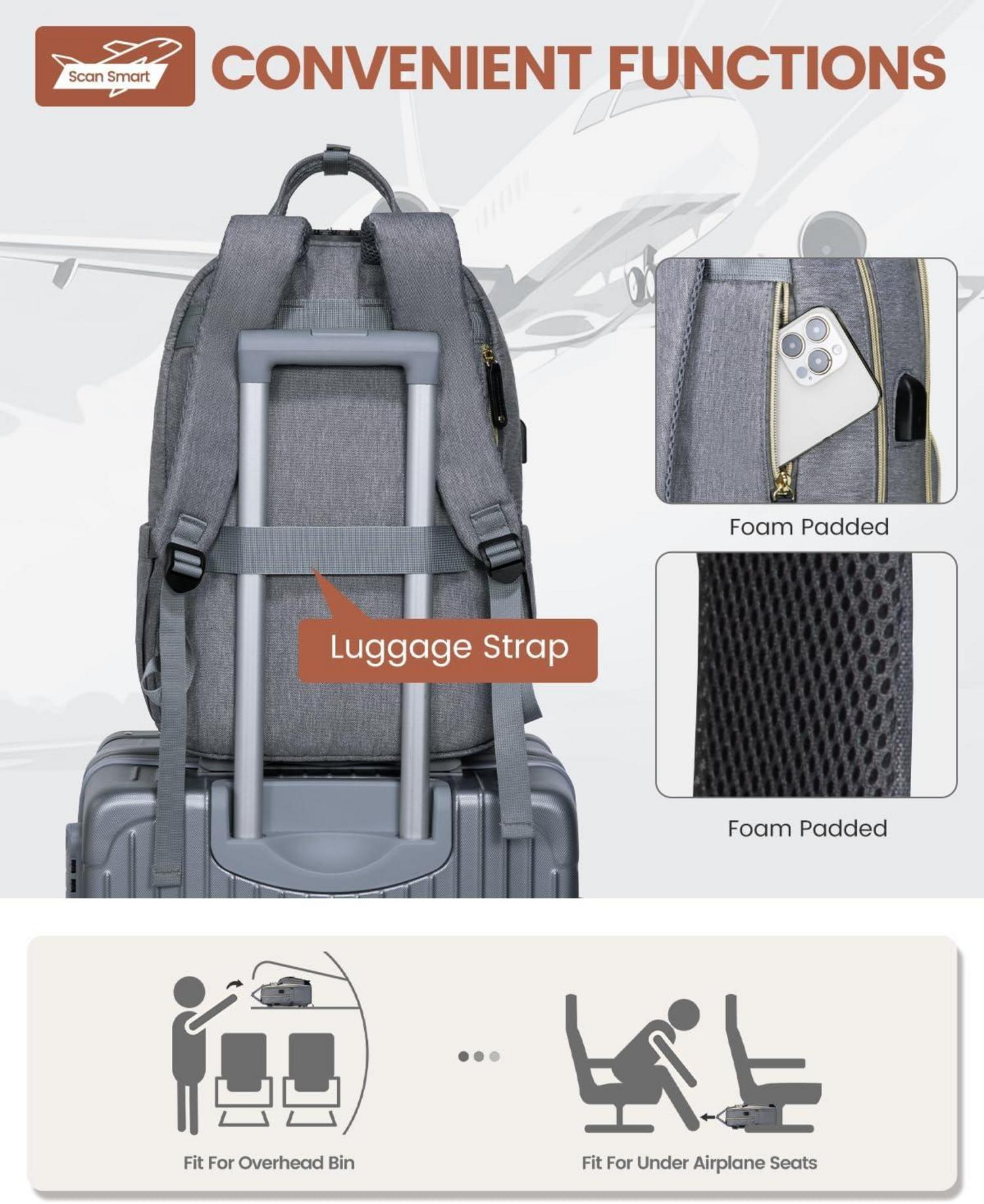 Rucksack Damen 17 Zoll Laptopfach Wasserdicht Mädchen Jugendliche