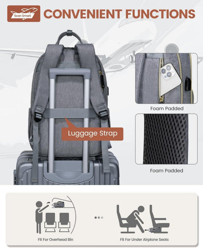 Rucksack Damen 17 Zoll Laptopfach Wasserdicht Mädchen Jugendliche