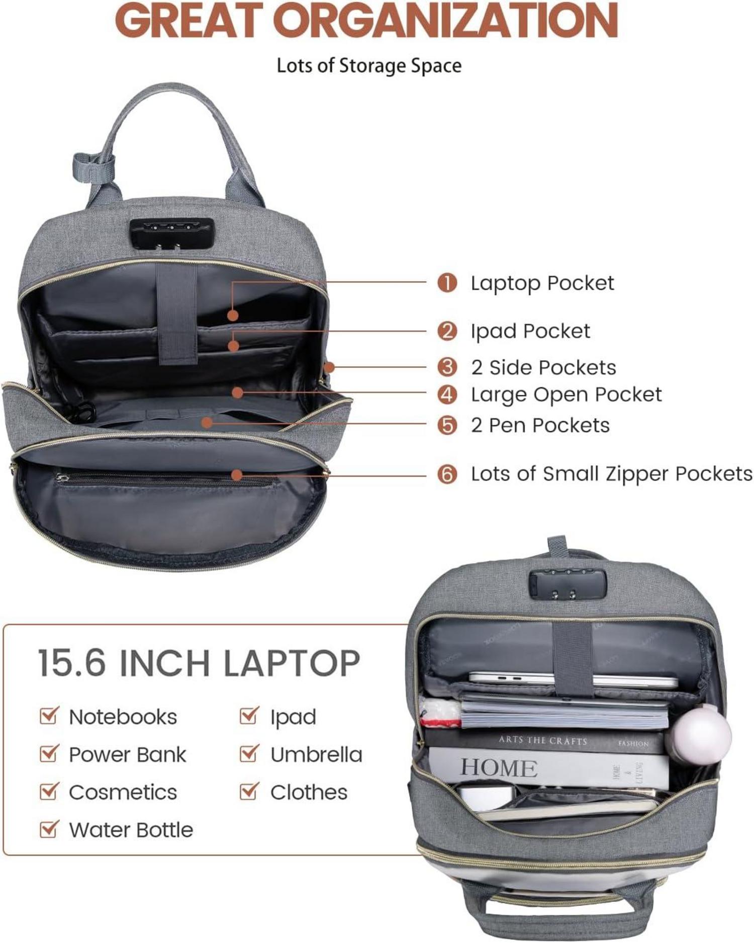 Rucksack Damen 17 Zoll Laptopfach Schulrucksack wasserdicht große