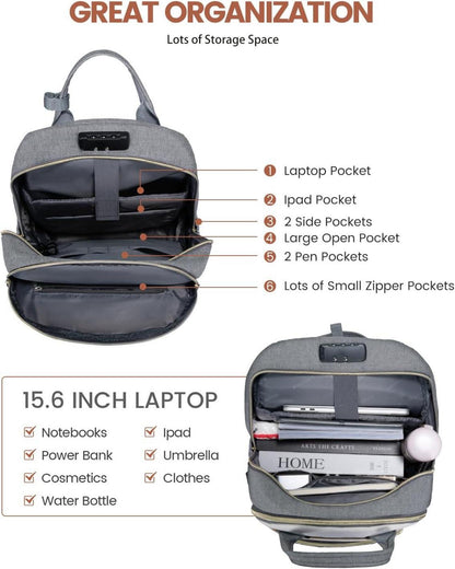 Rucksack Damen 17 Zoll Laptopfach Schulrucksack wasserdicht große