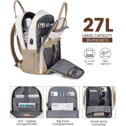 Damen Rucksack 15.6 Zoll Laptopfach Wasserdicht Schultasche