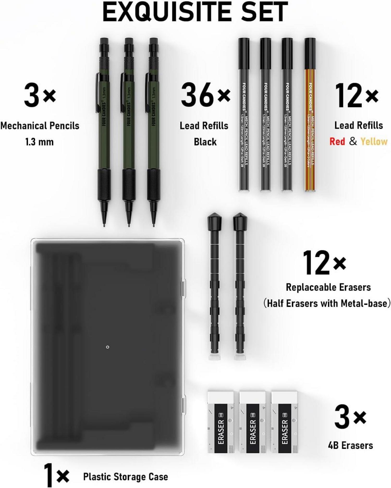 Metall Druckbleistift Set 3 Stück, 1,3mm, 48