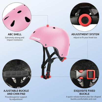 Kinder Fahrradhelm Set 3-16 Jahre | Skateboard, Roller & Co. Rosa