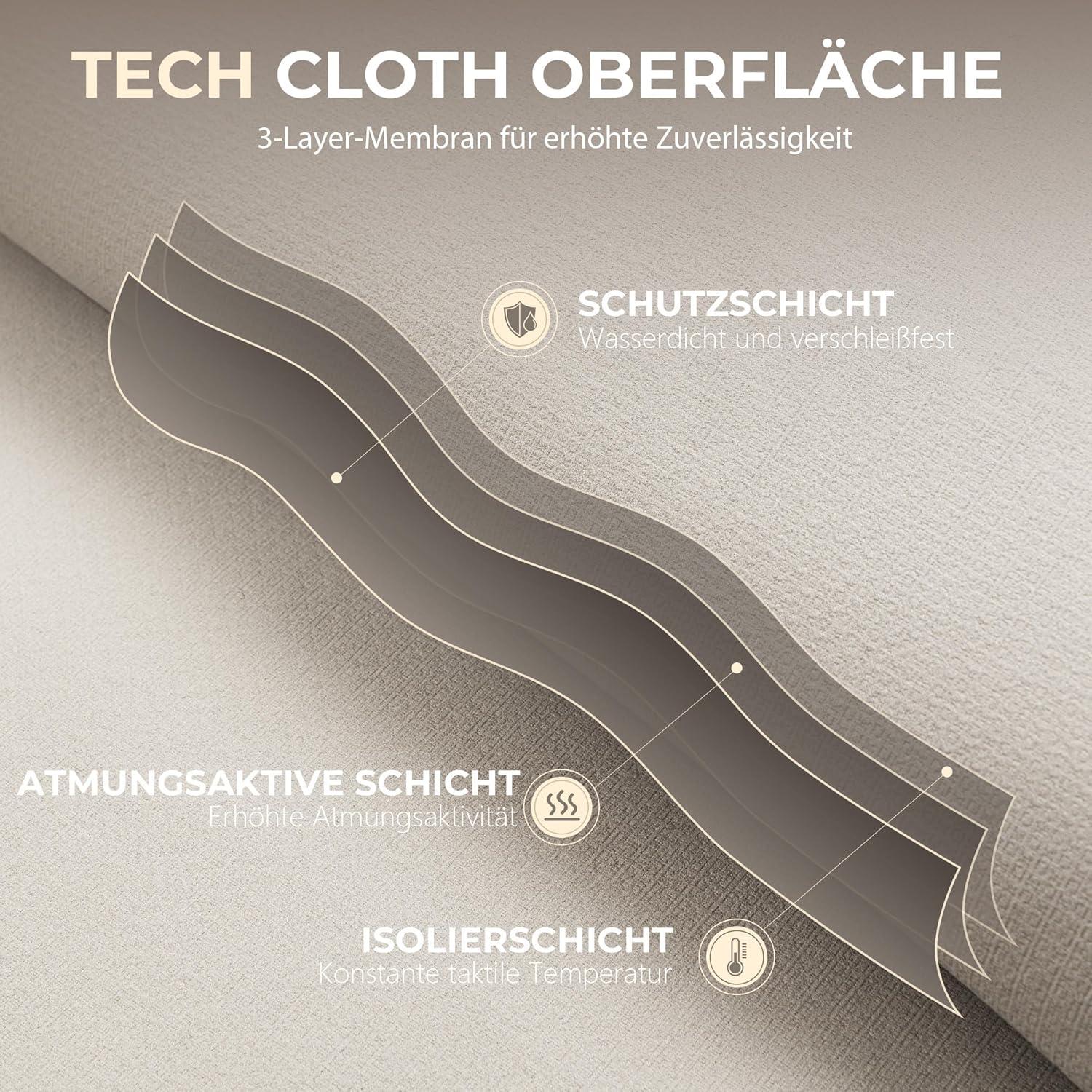 Ergonomischer Bürostuhl mit Fußstütze und Hoher Rückenlehne Beige Stoff