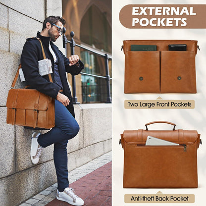 Moderne Umhängetasche Herren Laptoptasche 15.6 Zoll Braun