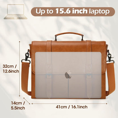 Herren Aktentasche Laptoptasche 15.6 Zoll Messenger Bag Braun