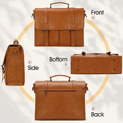 Umhängetasche Herren Laptoptasche Messenger Bag 15.6 Zoll Braun