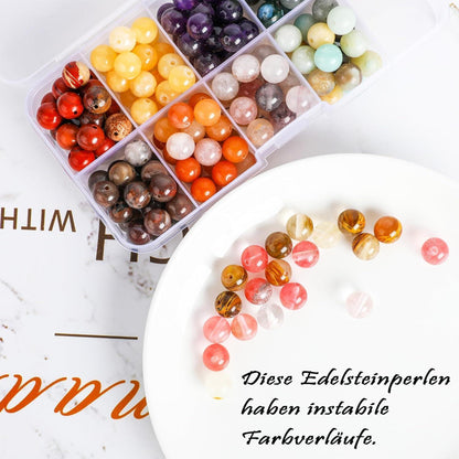 200 Stück Natürliche Edelsteine 8mm Runde Perlen 10 Farben