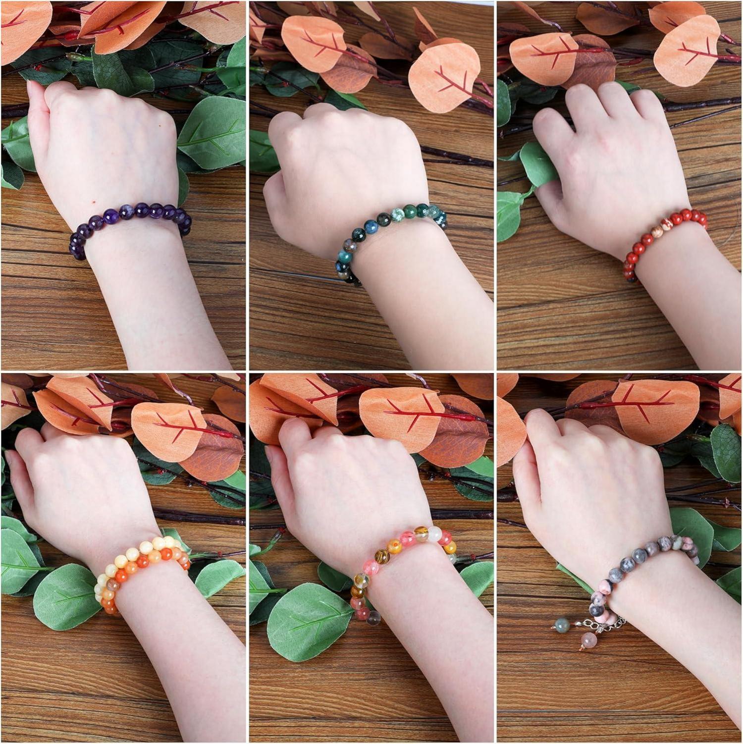 Edelsteinperlen Set 200 Stück 8mm rund Armband Halskette DIY Basteln