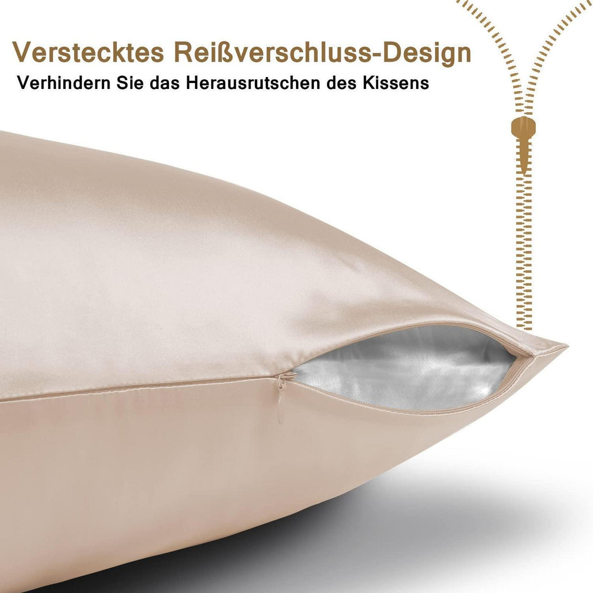 Seidenkissenbezug 40x80 Maulbeerseide - 2er Set, Beige