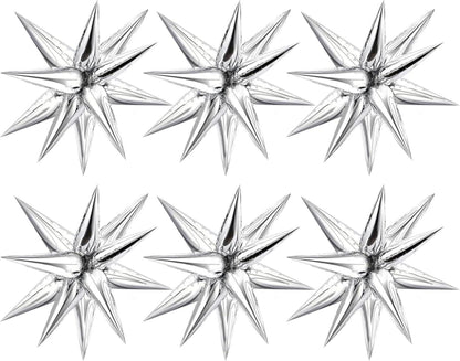 Silber Stern Luftballons 22 Zoll 4D Folienballons - 6 Stück