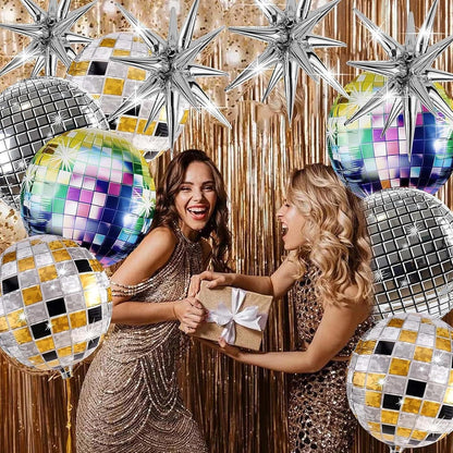 Explosionsstern Luftballons Silber 22 Zoll 4D Folienballons - 6er Set