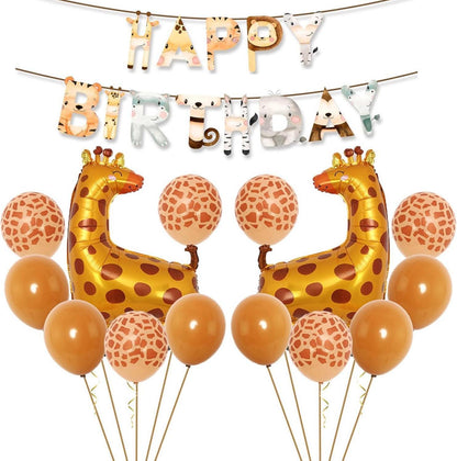 Dschungel Kindergeburtstag Deko mit Giraffen Luftballons