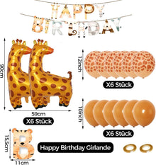 Kindergeburtstag Deko Luftballons Tiere Giraffe Dschungel