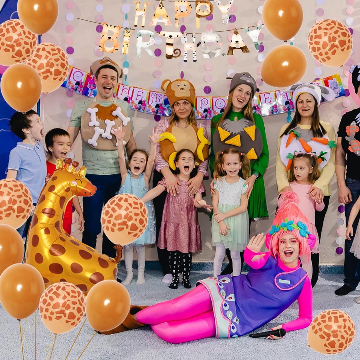 Dschungel Kindergeburtstag Deko mit Giraffen Luftballons