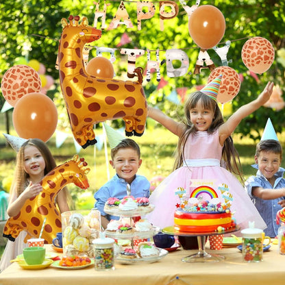 VIKY Kindergeburtstag Deko Luftballons Tiere Dschungel Giraffe Folienballon Gemesene 90x 59cm Happy Birthday Girlande Partydekoration