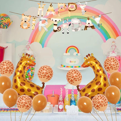 Kindergeburtstag Deko Luftballons Giraffen Dschungel Safari Party Happy Birthday
