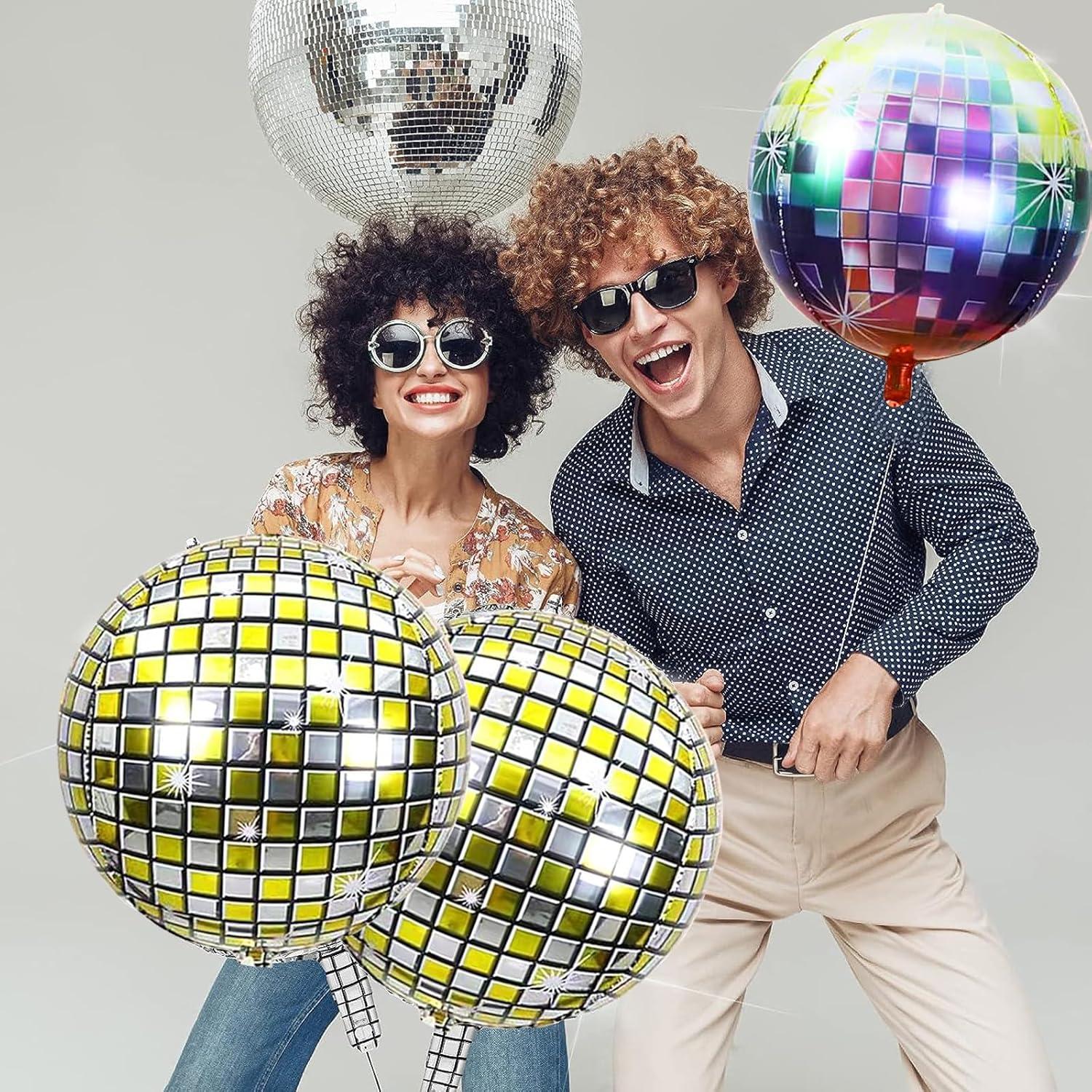 Discokugel Luftballon 22 Zoll Silber 6 Stück Disco Party Deko 70 80 90er Jahre Karneval