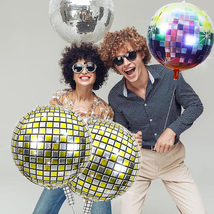 Discokugel Luftballon 22 Zoll Silber 6 Stück Disco Party Deko 70 80 90er Jahre Karneval