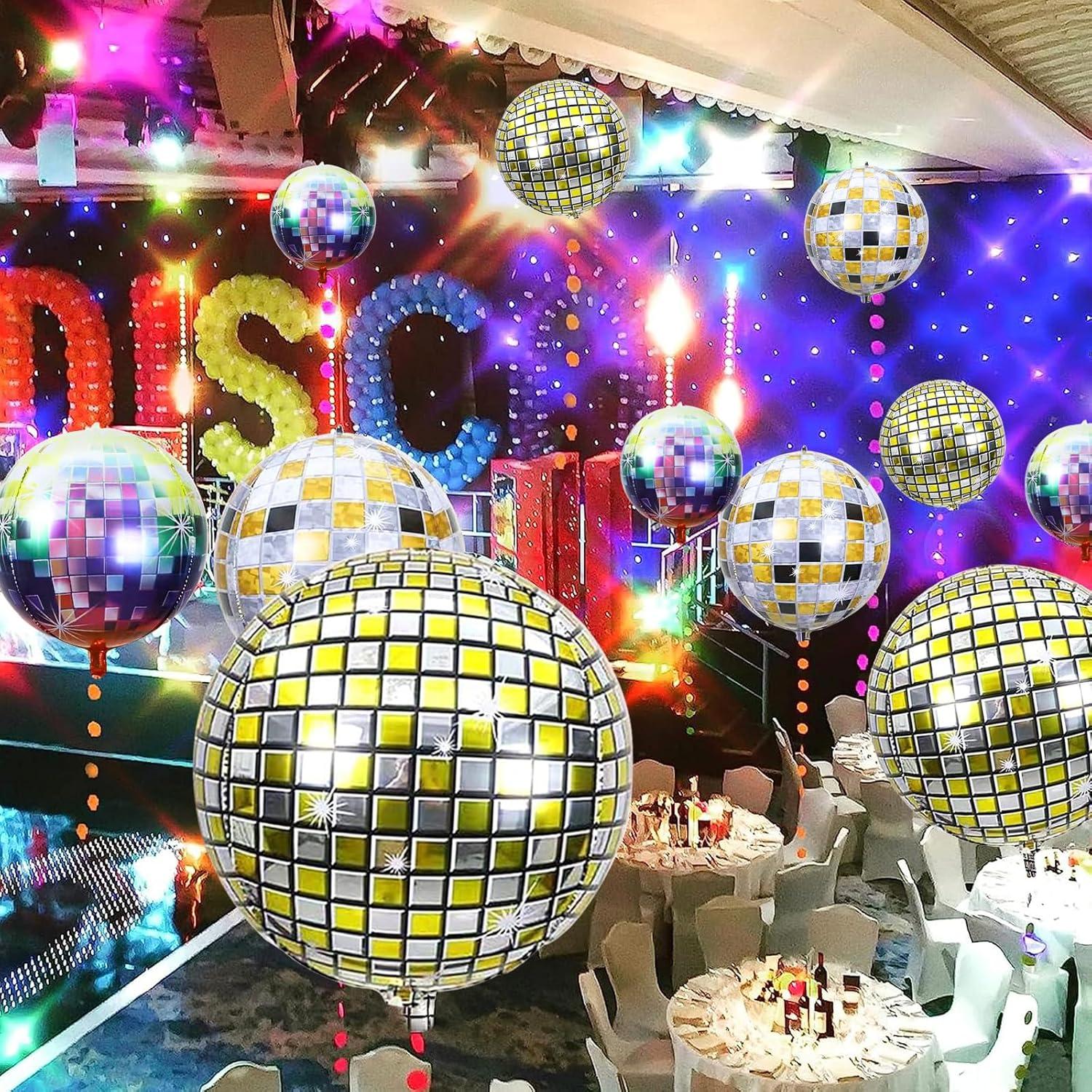 Discokugel Luftballon Deko Folienballons 22 Zoll Silber Disco Party 70 80 90er