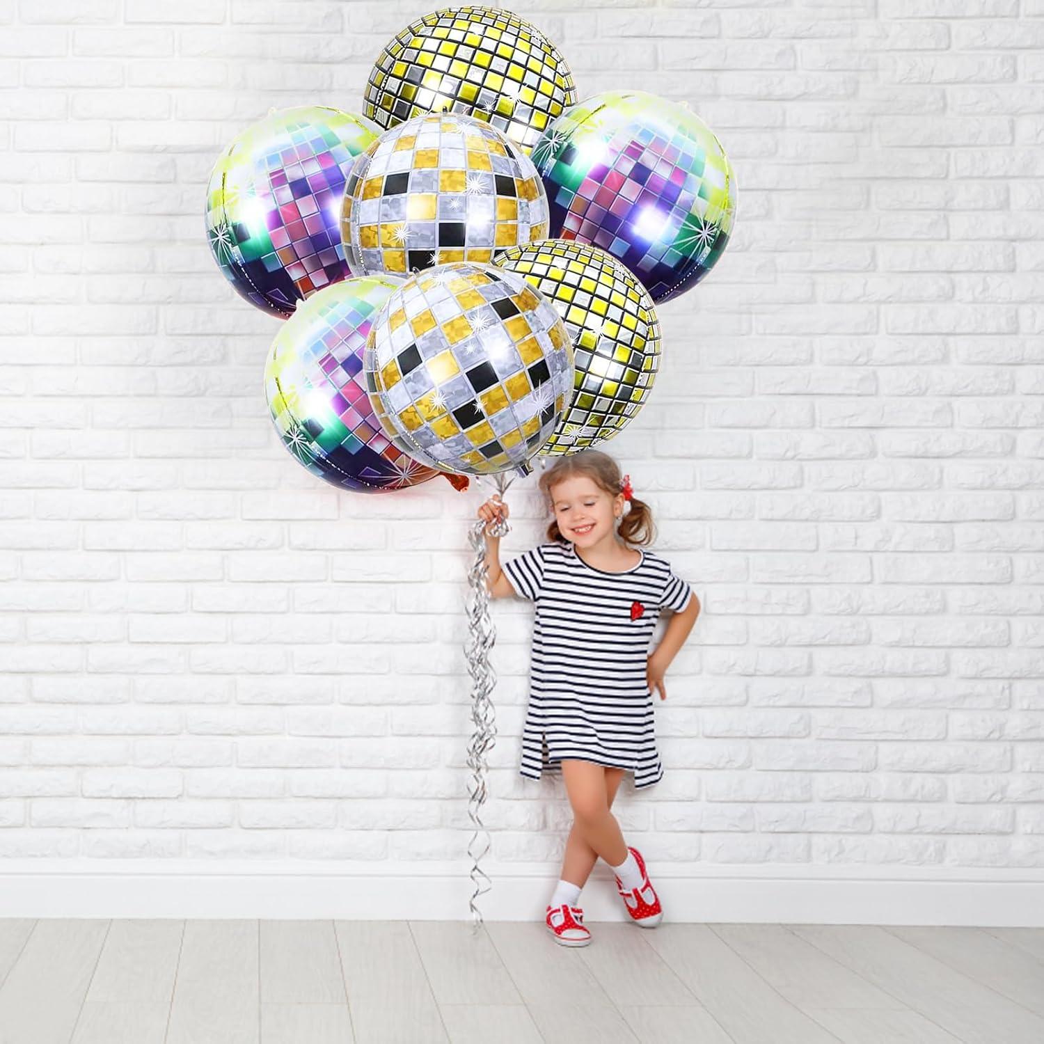 Discokugel Luftballon Deko Folienballons 22 Zoll Silber Disco Party 70 80 90er