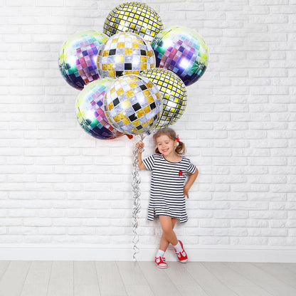 Discokugel Luftballon Deko Folienballons 22 Zoll Silber Disco Party 70 80 90er