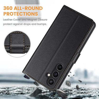 Handyhülle Samsung Galaxy S23 FE Leder Klapphülle Schwarz
