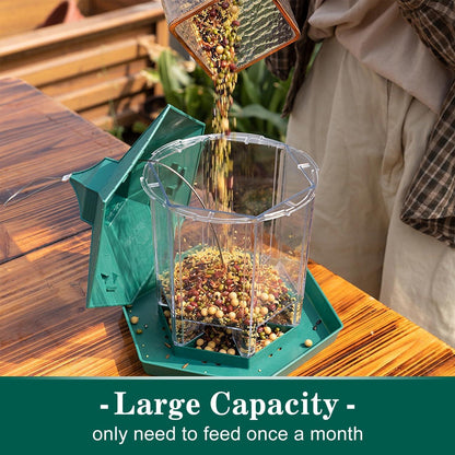 LUKDUNG Vogelfutterhaus mit großem Fassungsvermögen und wetterfestem Design, ideal für alle Gartenvögel