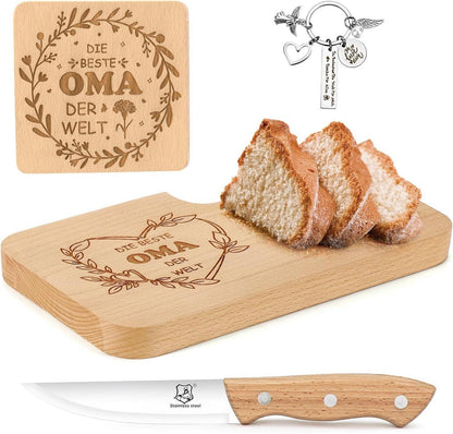 Hzdyopk Frühstücksbrettchen Set mit Messer, Untersetzer