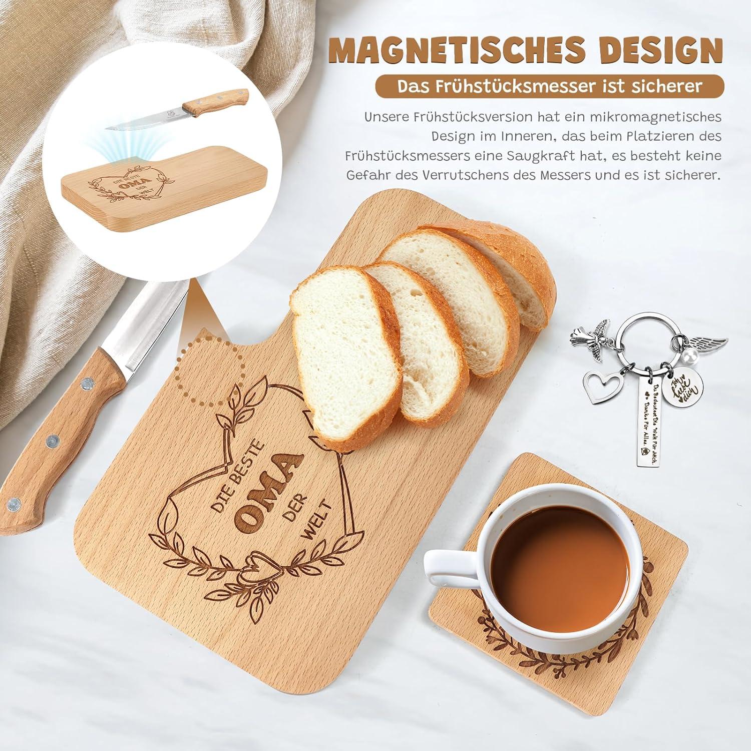 Hzdyopk Frühstücksbrettchen Set mit Messer, Untersetzer