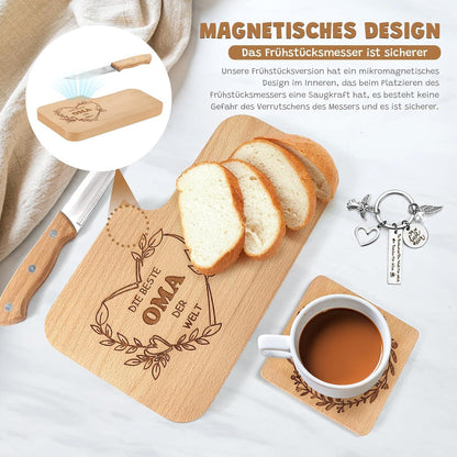 Hzdyopk Frühstücksbrettchen Set mit Messer, Untersetzer