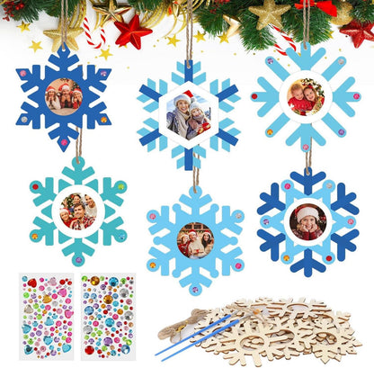 Weihnachtliche Holzfotorahmen Schneeflocken Bastelset Kinder