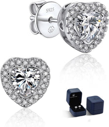 MomentWish Herz Ohrstecker 1 Karat Moissanite Diamant 925 Silber