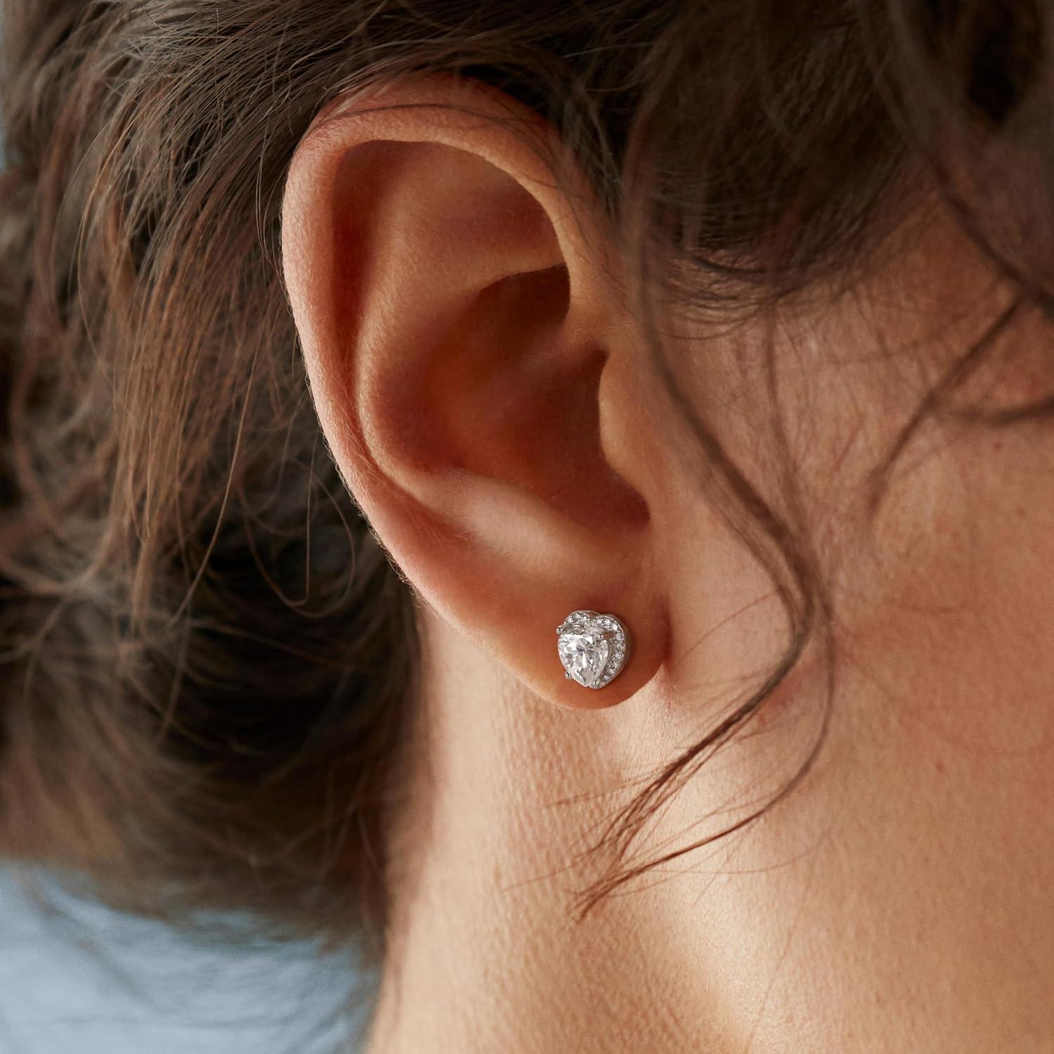 MomentWish Herz Ohrstecker 1 Karat Moissanite Diamant 925 Silber