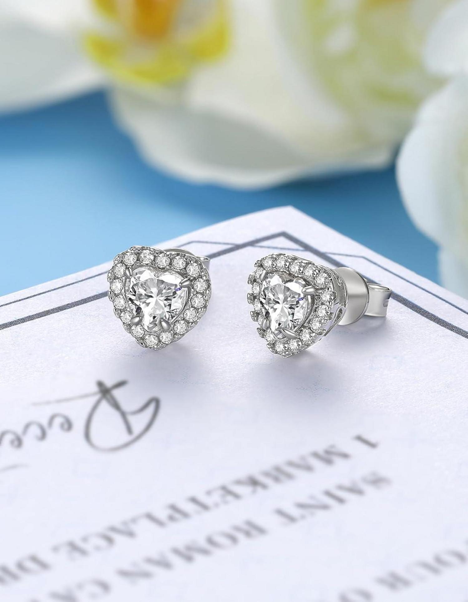 Moissanite Herz Ohrringe 1 Karat 925 Silber Damen Hypoallergen