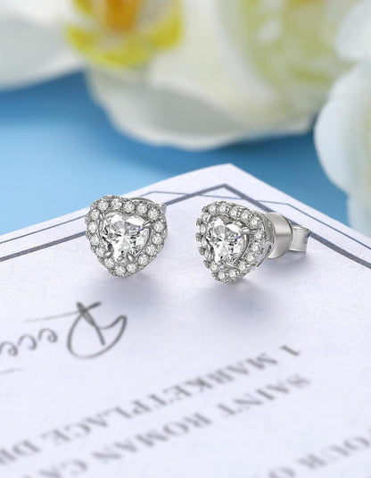 Moissanite Herz Ohrringe 1 Karat 925 Silber Damen Hypoallergen