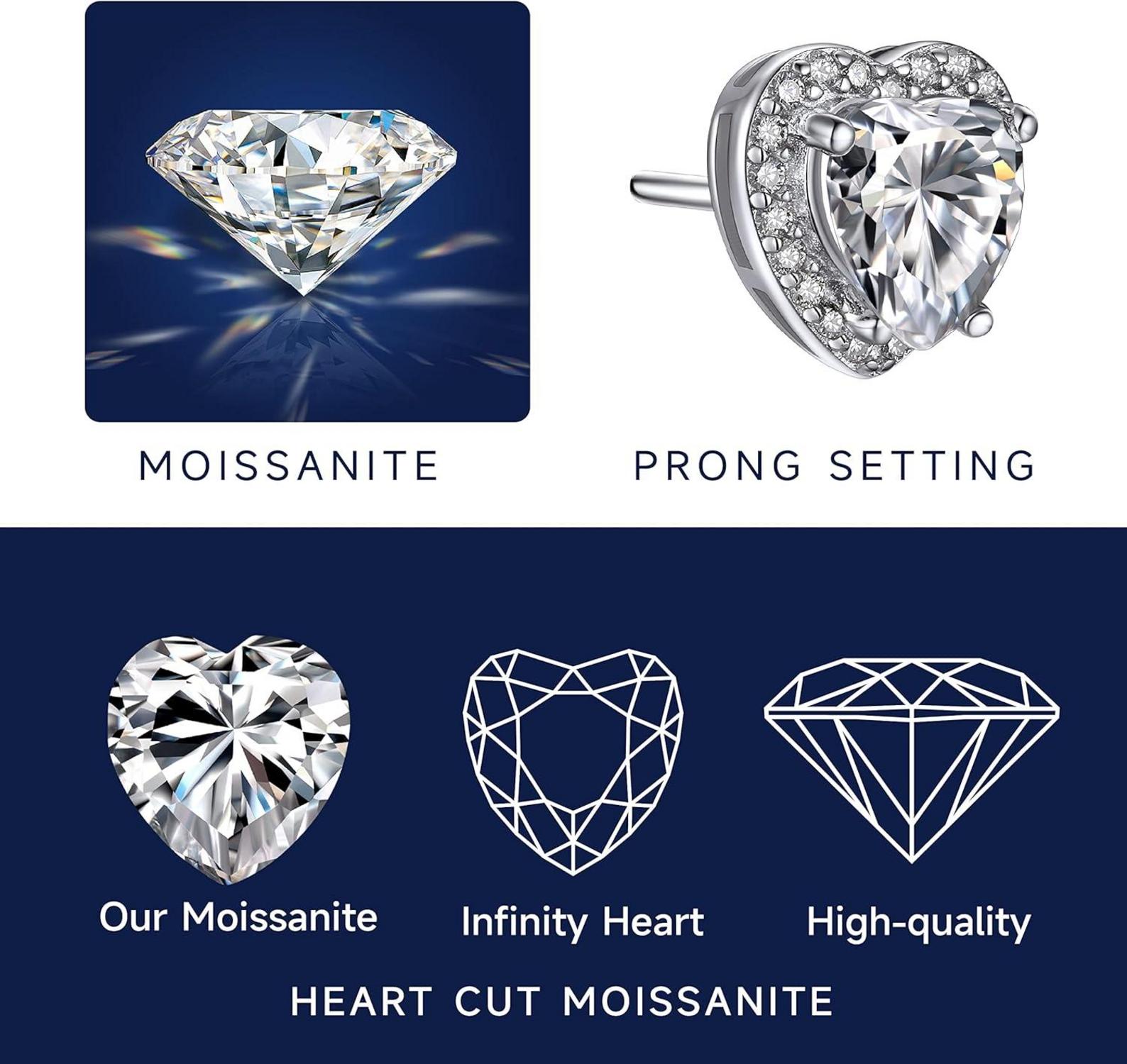 Moissanite Herz Ohrringe Diamant 1 Karat 925 Silber Echt Damen 5mm