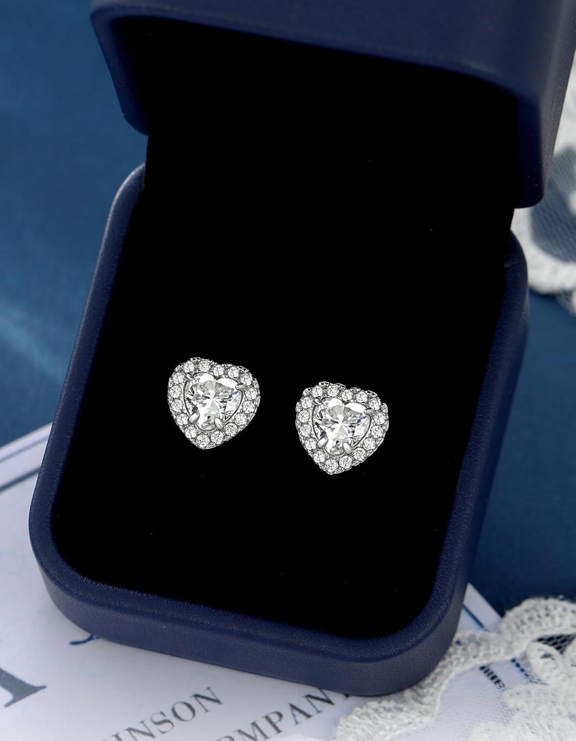 Moissanite Herz Ohrringe 1 Karat 925 Silber Damen Hypoallergen