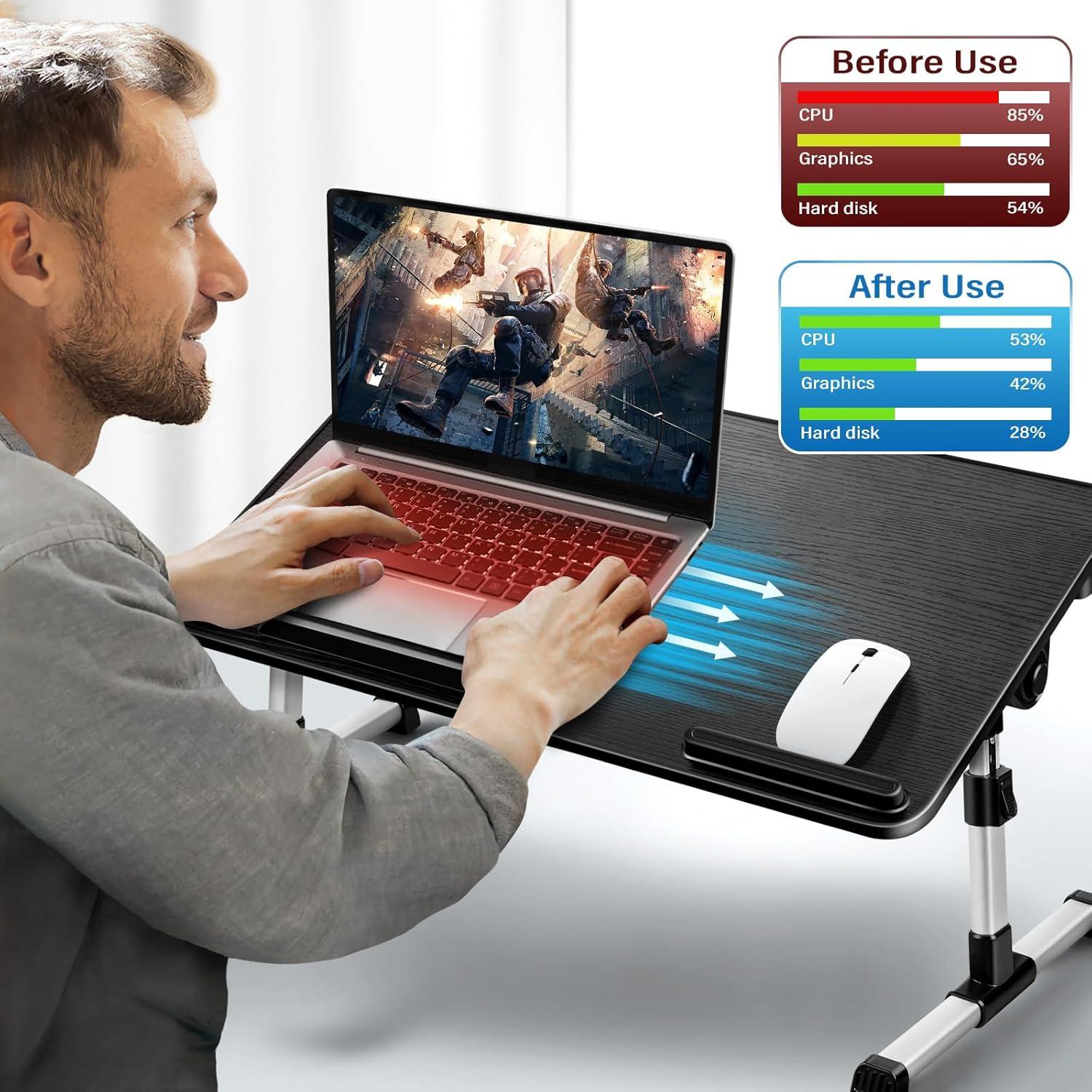 Laptoptisch Bett höhenverstellbar Winkelverstellbar Kühler Black