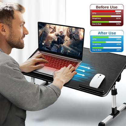 Laptoptisch Bett höhenverstellbar Winkelverstellbar Kühler Black