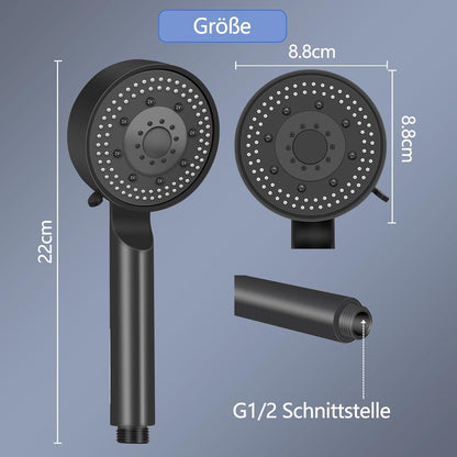 Wassersparender Duschkopf 5 Modi Handbrause Schwarz