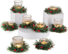 Teelichthalter Weihnachten Weihnachtsdeko Glas Kerzenhalter Kranz 8er